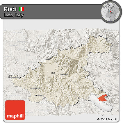 Shaded Relief 3D Map of Rieti, lighten
