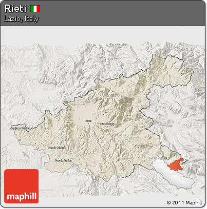 Shaded Relief 3D Map of Rieti, lighten