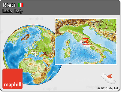 Physical Location Map of Rieti, highlighted parent region