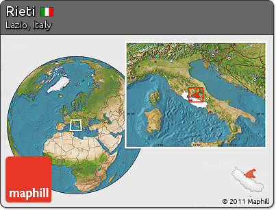 Satellite Location Map of Rieti, highlighted parent region