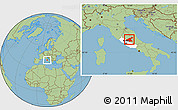 Savanna Style Location Map of Rieti, highlighted parent region