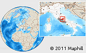 Shaded Relief Location Map of Rieti, highlighted country, highlighted parent region