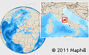 Shaded Relief Location Map of Rieti, highlighted parent region
