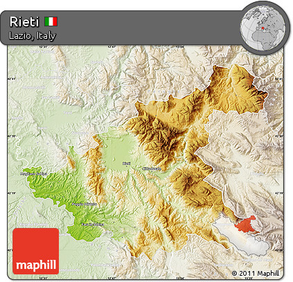 Physical Map of Rieti, lighten