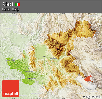 Physical Map of Rieti, lighten