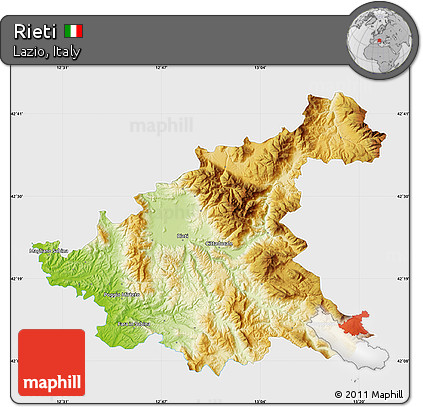 Physical Map of Rieti, single color outside