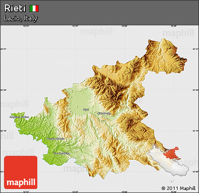 Physical Map of Rieti, single color outside