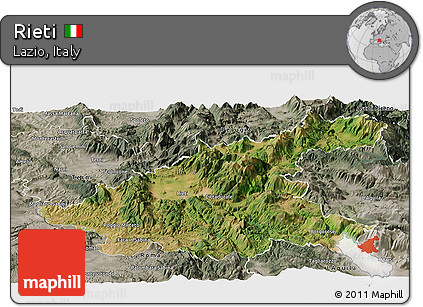 Satellite Panoramic Map of Rieti, semi-desaturated