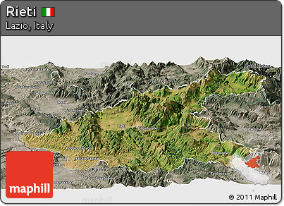 Satellite Panoramic Map of Rieti, semi-desaturated