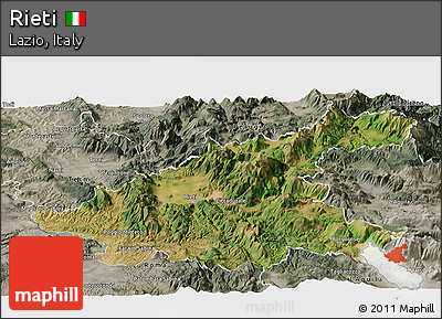 Satellite Panoramic Map of Rieti, semi-desaturated
