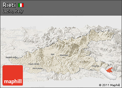 Shaded Relief Panoramic Map of Rieti, lighten