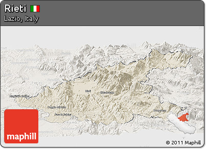 Shaded Relief Panoramic Map of Rieti, lighten