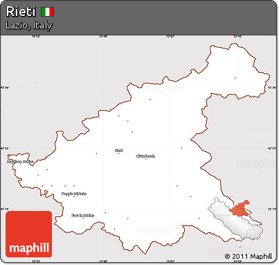 Classic Style Simple Map of Rieti, cropped outside