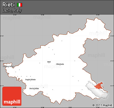Gray Simple Map of Rieti, cropped outside