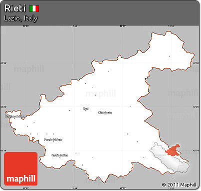 Gray Simple Map of Rieti, cropped outside