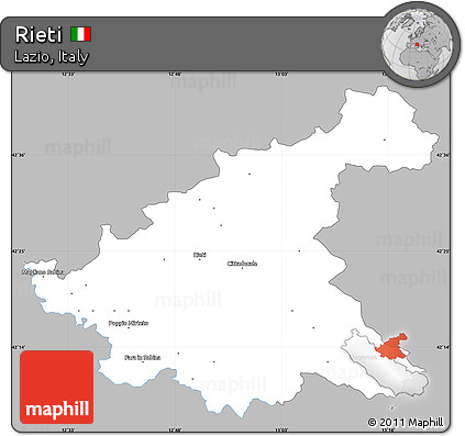 Gray Simple Map of Rieti, single color outside