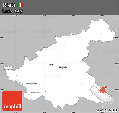 Gray Simple Map of Rieti, single color outside