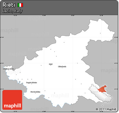 Gray Simple Map of Rieti, single color outside