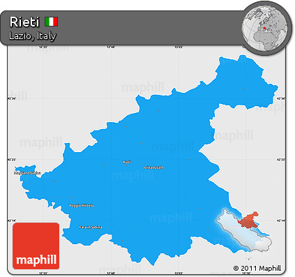 Political Simple Map of Rieti, single color outside