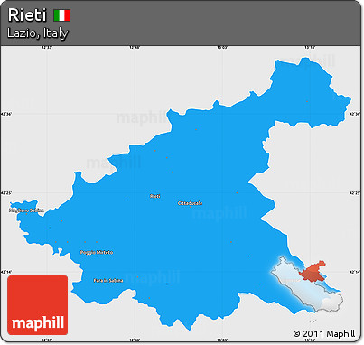 Political Simple Map of Rieti, single color outside