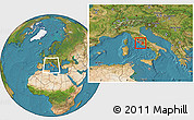 Satellite Location Map of Roma, within the entire country