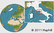 Satellite Location Map of Roma, highlighted country