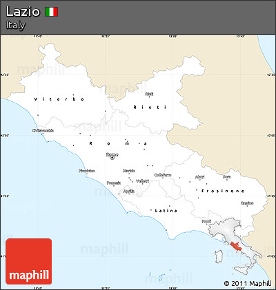 Classic Style Simple Map of Lazio, single color outside