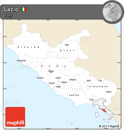 Classic Style Simple Map of Lazio, single color outside