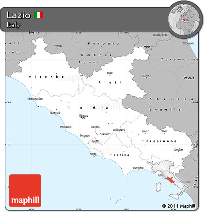Gray Simple Map of Lazio