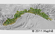 Satellite 3D Map of Liguria, lighten, desaturated