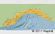 Savanna Style 3D Map of Liguria, single color outside