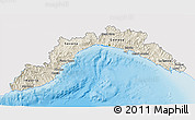 Shaded Relief 3D Map of Liguria, single color outside