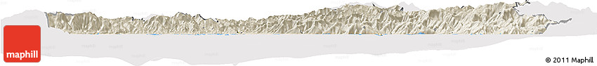 Shaded Relief Horizon Map of Genova, cropped outside