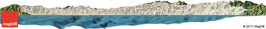 Shaded Relief Horizon Map of Genova, satellite outside
