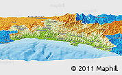 Physical Panoramic Map of Genova, political outside