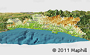 Physical Panoramic Map of Genova, satellite outside