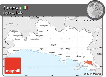 Silver Style Simple Map of Genova