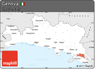 Silver Style Simple Map of Genova