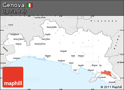 Silver Style Simple Map of Genova