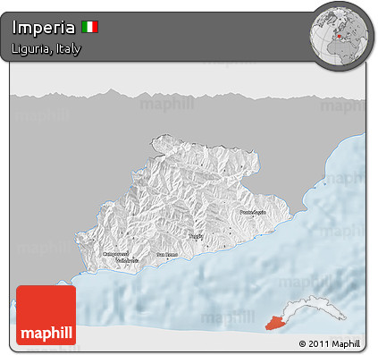 Gray 3D Map of Imperia, single color outside