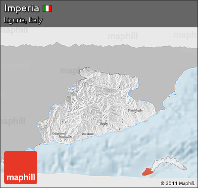 Gray 3D Map of Imperia, single color outside
