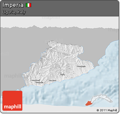 Gray 3D Map of Imperia, single color outside