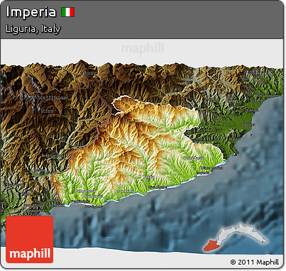 Physical 3D Map of Imperia, darken