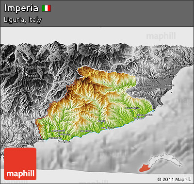Physical 3D Map of Imperia, desaturated