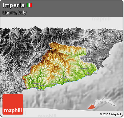 Physical 3D Map of Imperia, desaturated