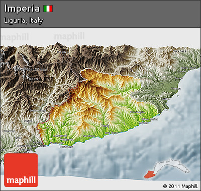 Physical 3D Map of Imperia, semi-desaturated