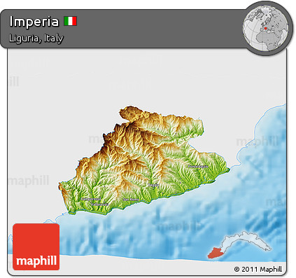 Physical 3D Map of Imperia, single color outside