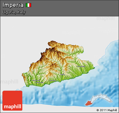 Physical 3D Map of Imperia, single color outside