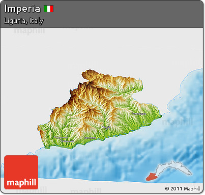 Physical 3D Map of Imperia, single color outside