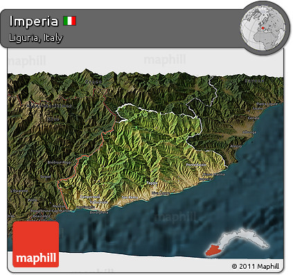 Satellite 3D Map of Imperia, darken